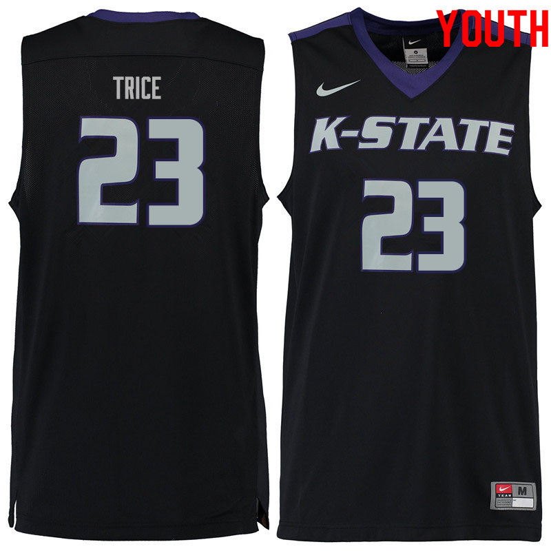 Youth #23 Austin Trice Kansas State Wildcats College Basketball Jerseys Sale-Black